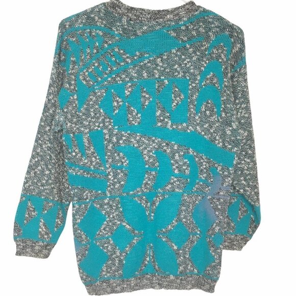 80s Geometric Sweater VINTAGE Abstract Sweater - Picture 4 of 13